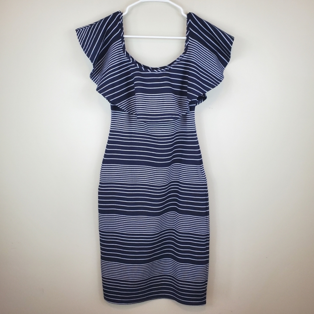 Romeo & Juliet Couture Navy and White Striped Dress